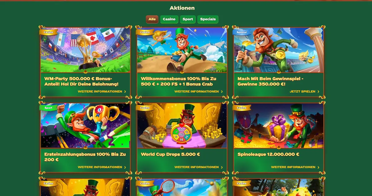 Bonusübersicht und aktive Promotionen bei Greenluck Casino
