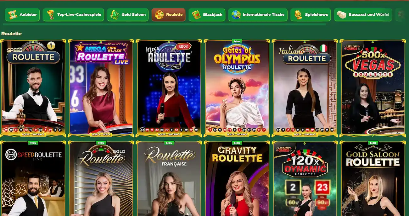 Roulette-Tisch im Tischspielbereich von Greenluck Casino